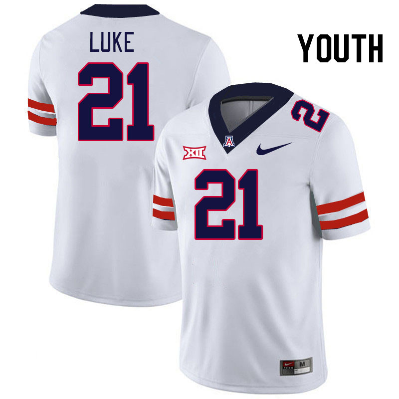 Youth #21 Rayshon Luke Arizona Wildcats Big 12 Conference College Football Jerseys Stitched-White